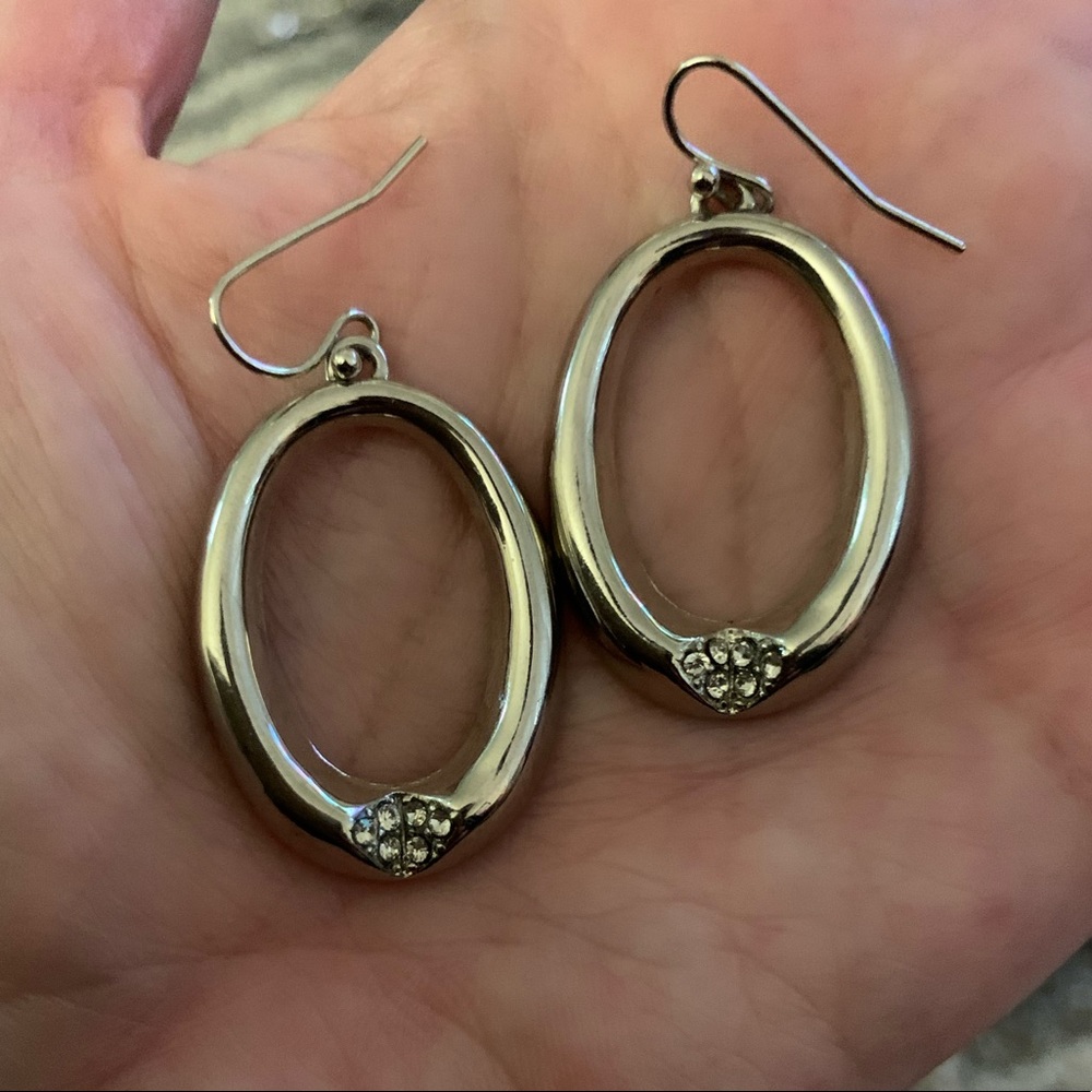 Nicole Miller Earrings Silver & Rhinestones